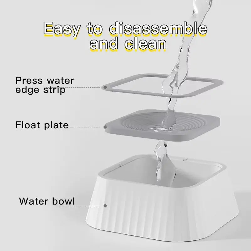 1 Piece of Spill-Proof Water Bowl for Pets - Designed for Cats and Dogs with Non-Slip Base and Floating Feature
