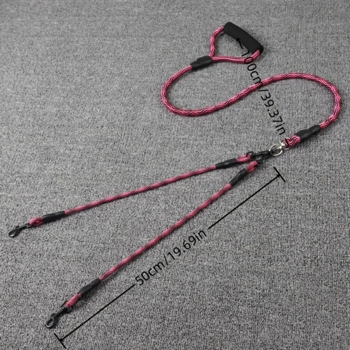 Pet Dual Head Dog Walking Rope with Wavy Pattern, One Drag Two Traction Rope, anti Winding and Detachable